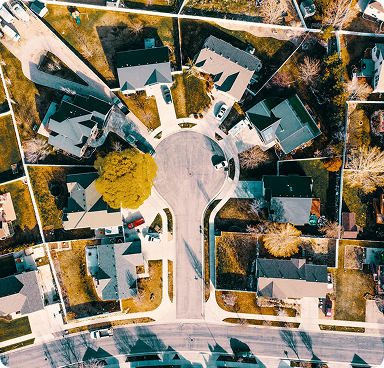 Aerial view of neighbourhood